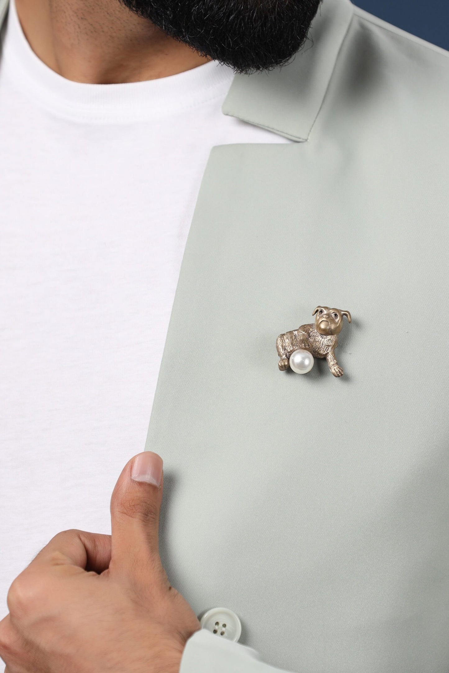 Dog and the ball brooch