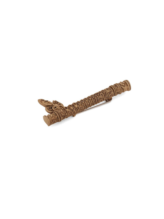 Ethnic Flute-Shaped Antique Gold Brooch for Men