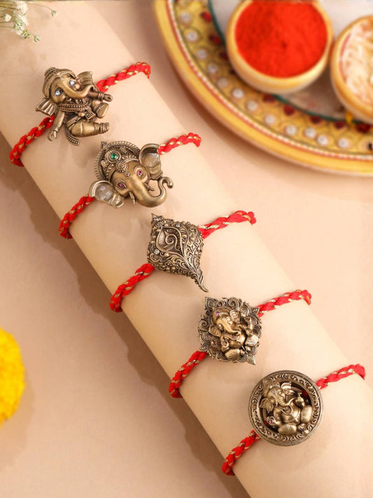 Ganpati Divine Convertible Rakhi Button Cover – Pack of 5