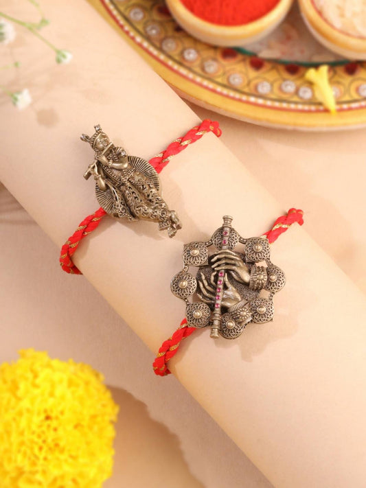 Vrindavan Melody Convertible Rakhi Button Cover – Pack of 2