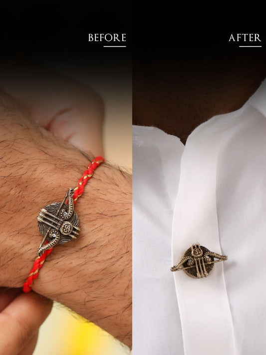 Lord Krishna, Shivling, Surya Dev, Om & Khatu Shyam Tridhanush Rakhi Button Cover – Pack of 5