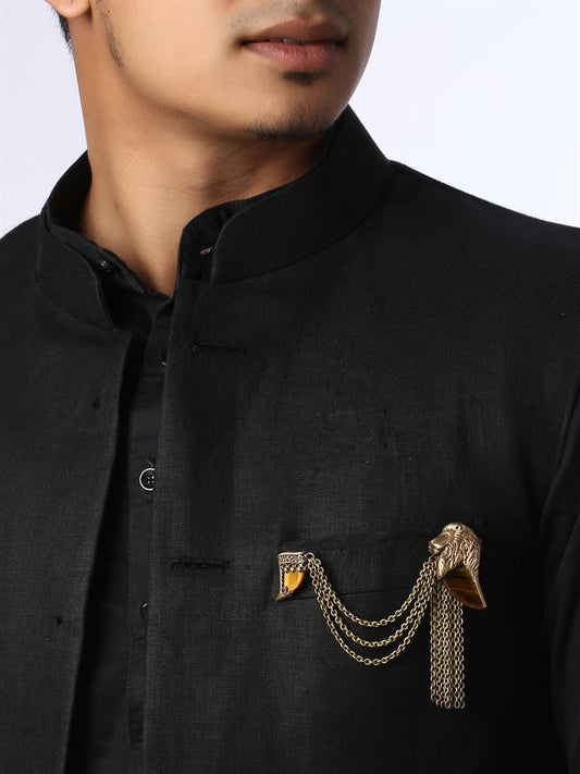 The Lion Head Tiger eye Brooch