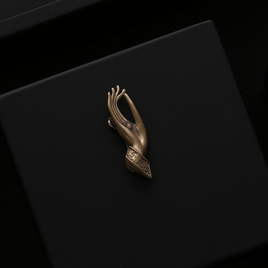Blessing Hand Antique Gold Brooch for Men