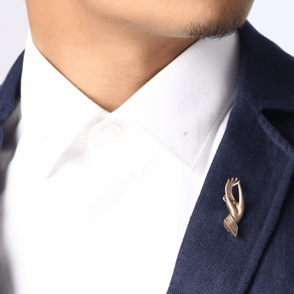 Blessing Hand Antique Gold Brooch for Men