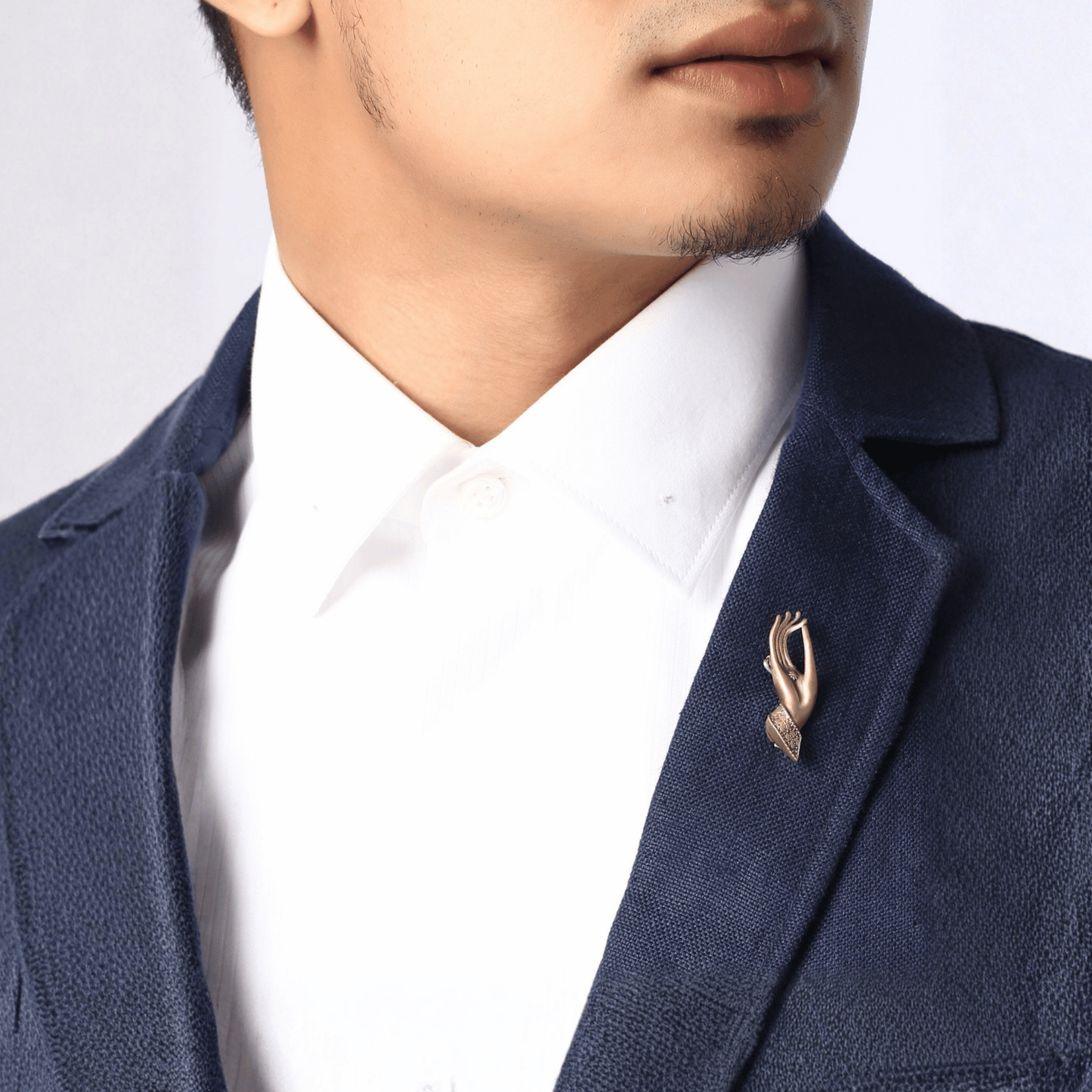Blessing Hand Antique Gold Brooch for Men
