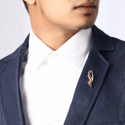 Blessing Hand Antique Gold Brooch for Men