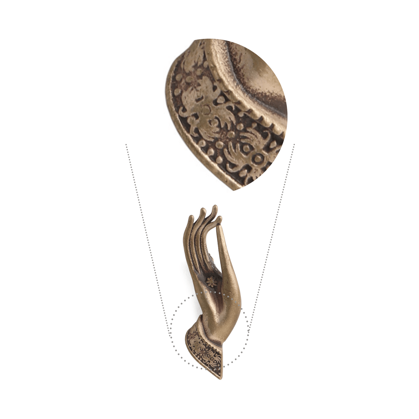 Blessing Hand Antique Gold Brooch for Men
