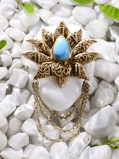 Blue lotus brooch