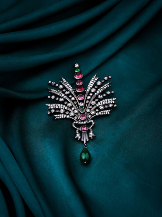 White Peacock Brooch