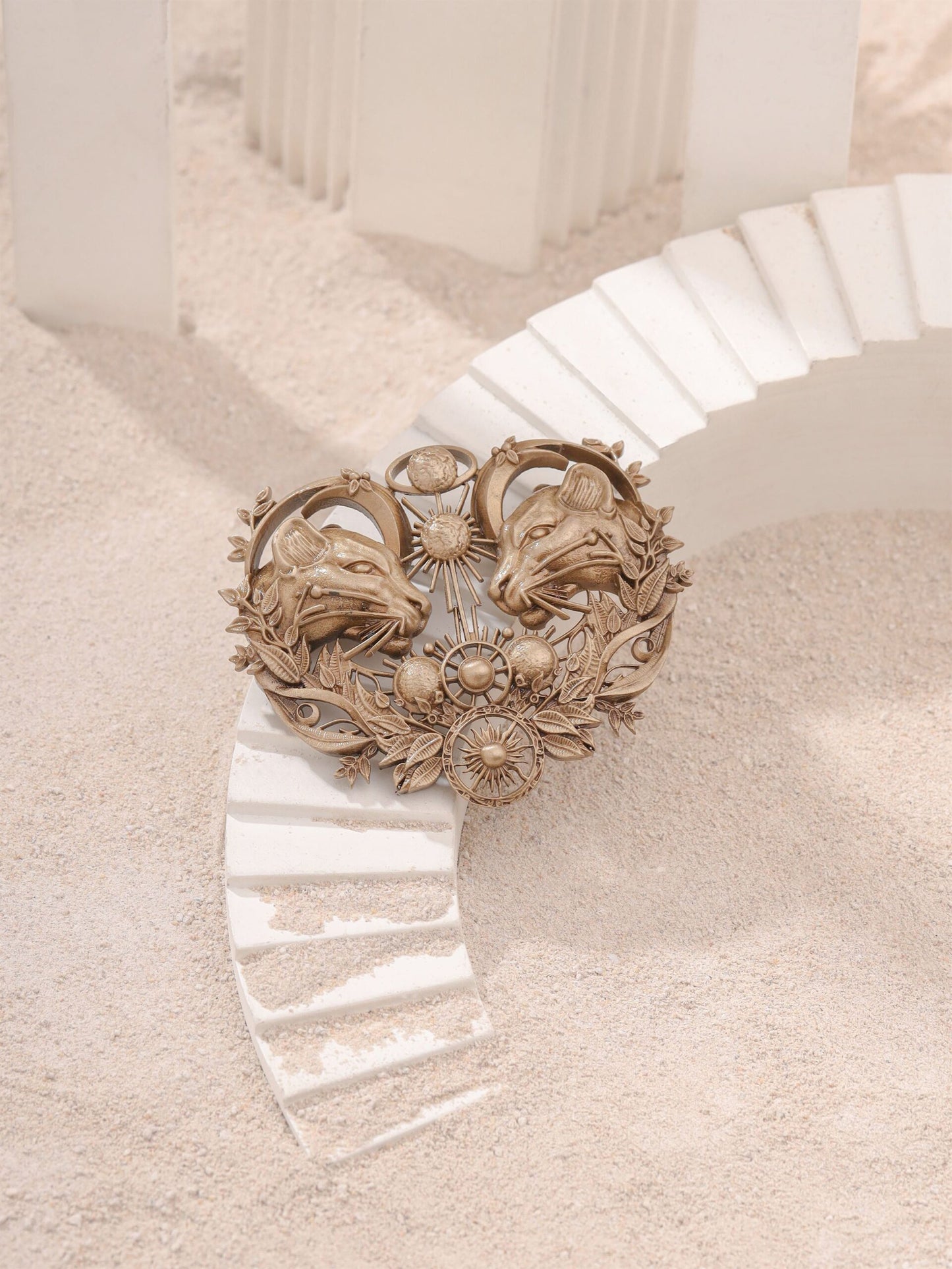 Celestial Twin Lions Brooch