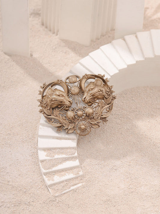 Celestial Twin Lions Brooch