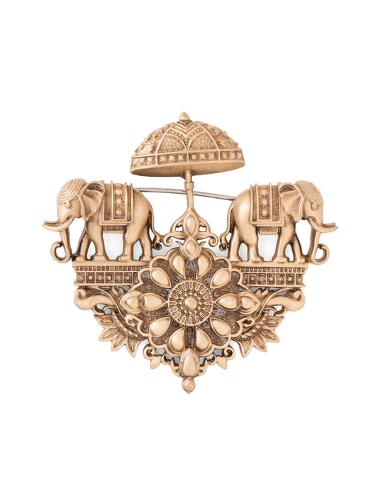 Regal Elephant Chariot Brooch