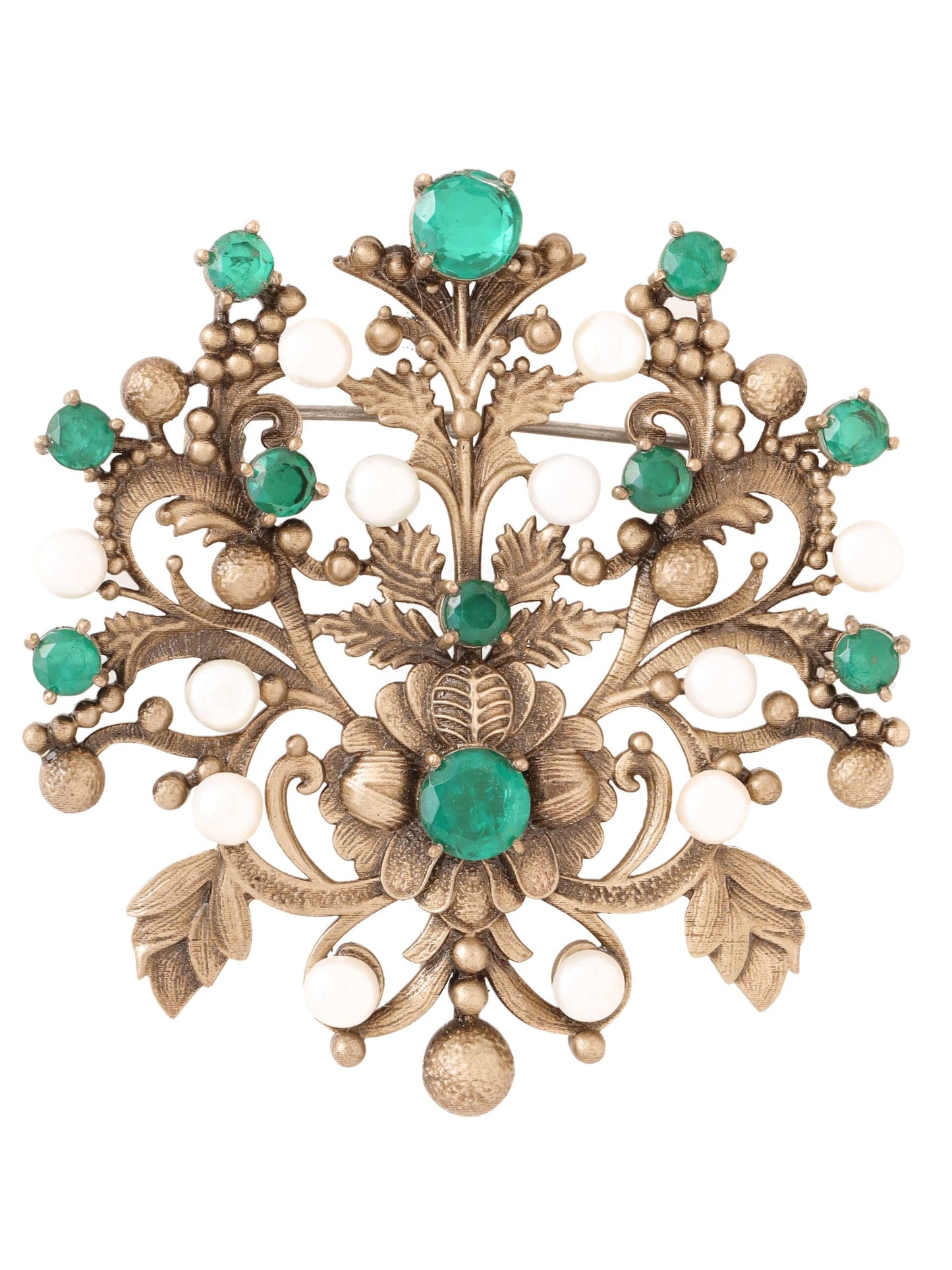 Green Studded Blossom Brooch