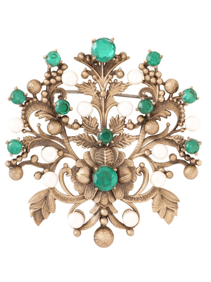 Green Studded Blossom Brooch