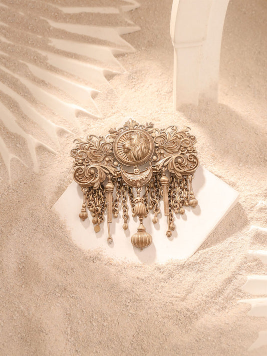 Regal Lion Crest Brooch