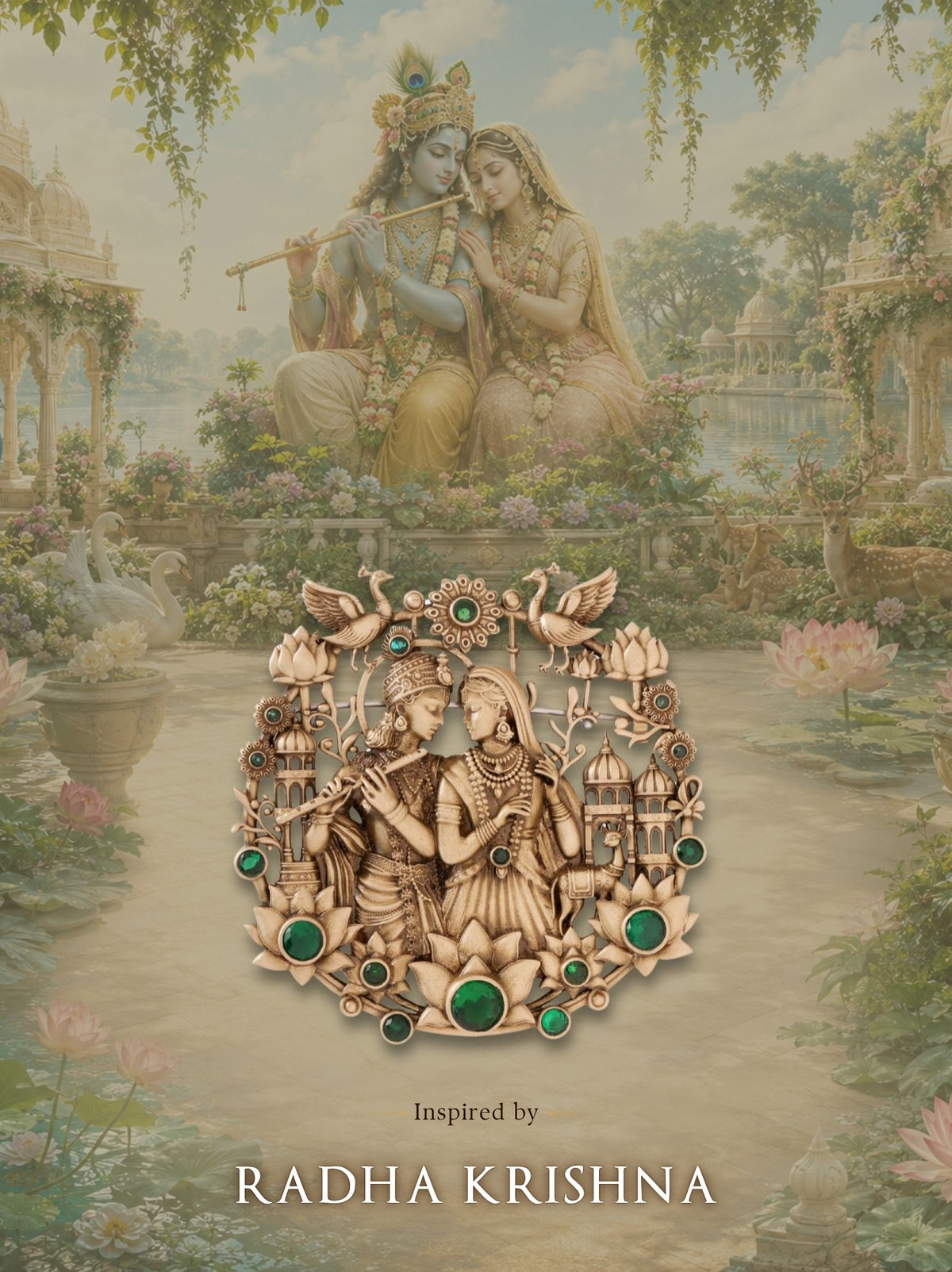 Divine Love Krishna Radha Brooch