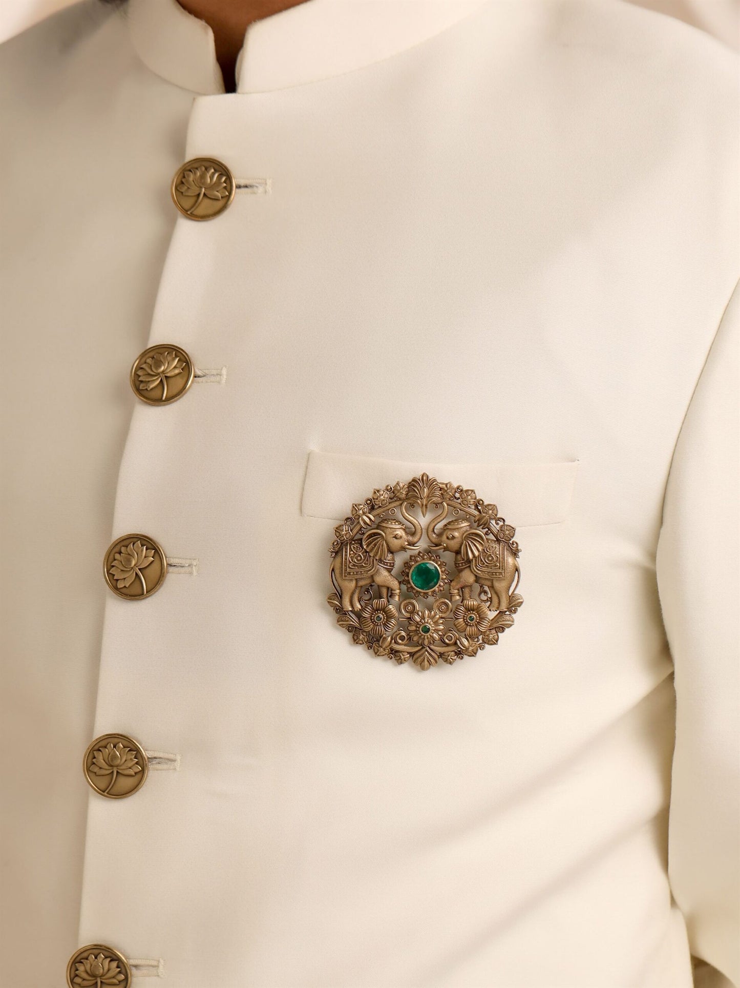 Royal Elephant Embrace Brooch