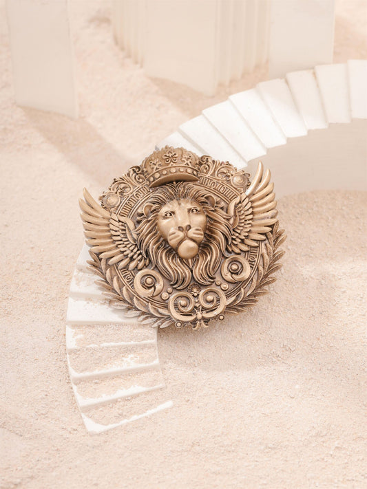 Regal Lion Crest Brooch