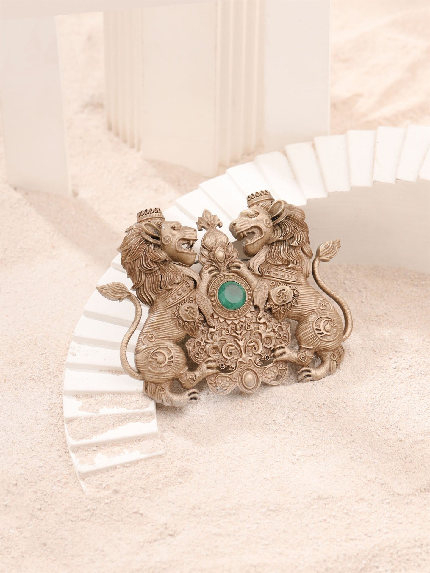 Twin Lion Emblem Brooch