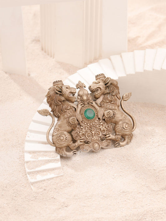 Twin Lion Emblem Brooch