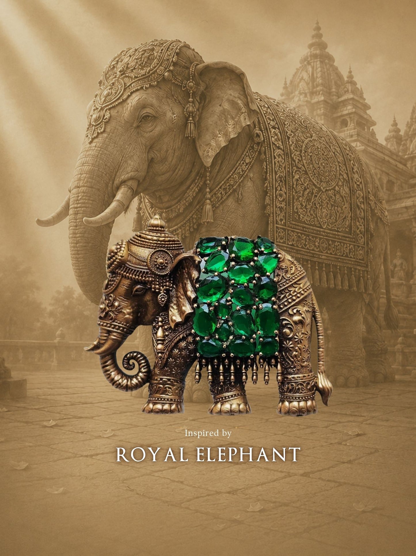 Emerald Elephant Heritage Brooch