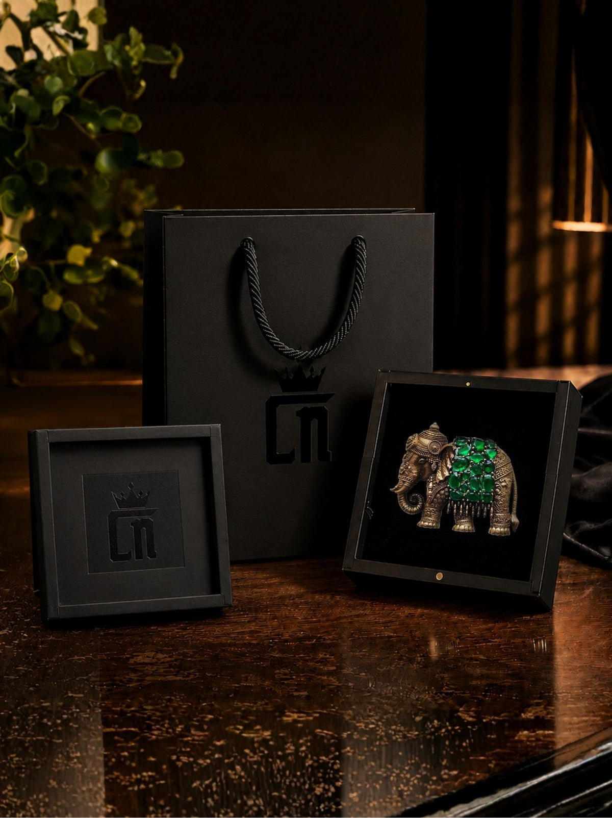 Emerald Elephant Heritage Brooch