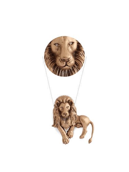 Royal Lion Antique Gold Brooch for Men
