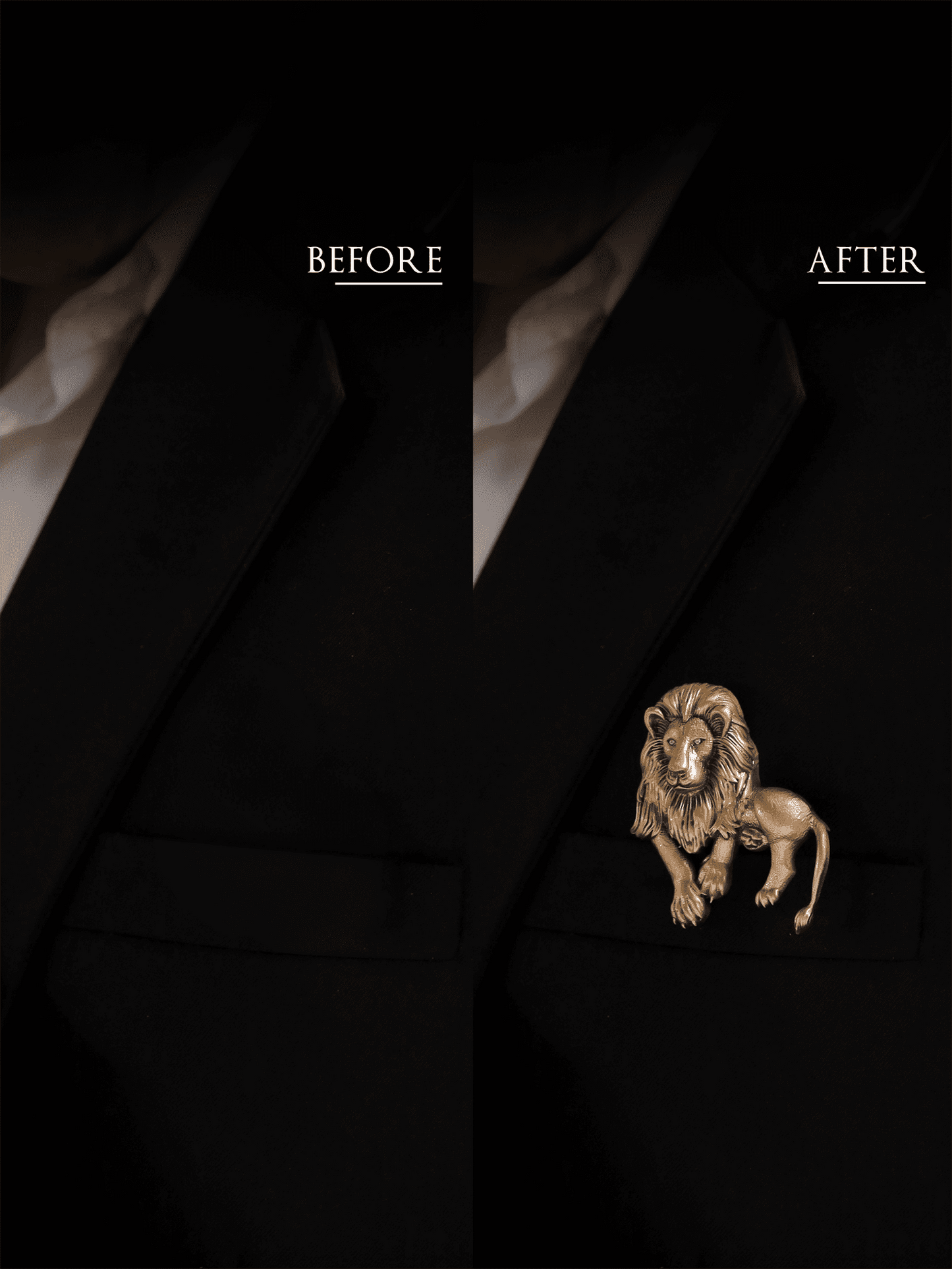 Royal Lion Antique Gold Brooch for Men