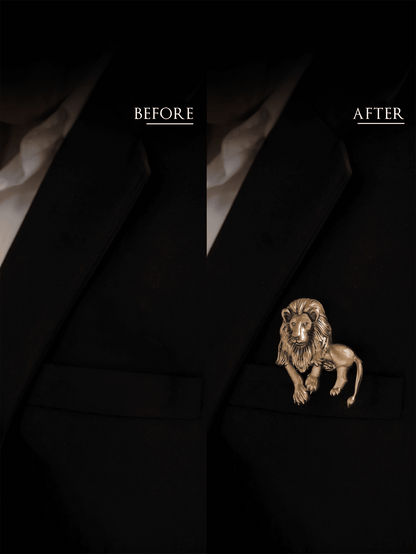 Royal Lion Antique Gold Brooch for Men