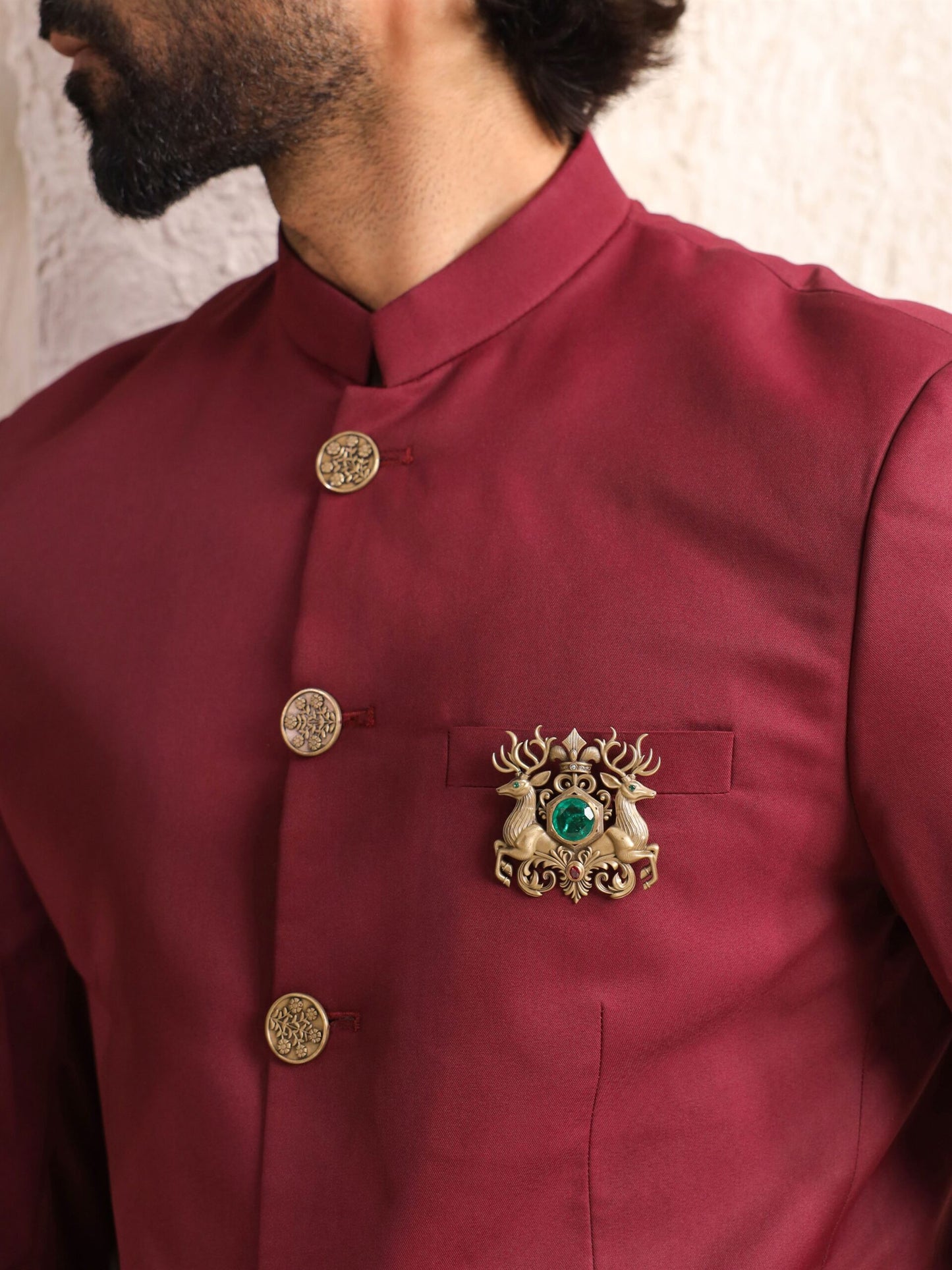 Regal Stag Emerald Brooch