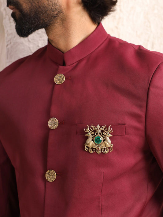 Regal Stag Emerald Brooch