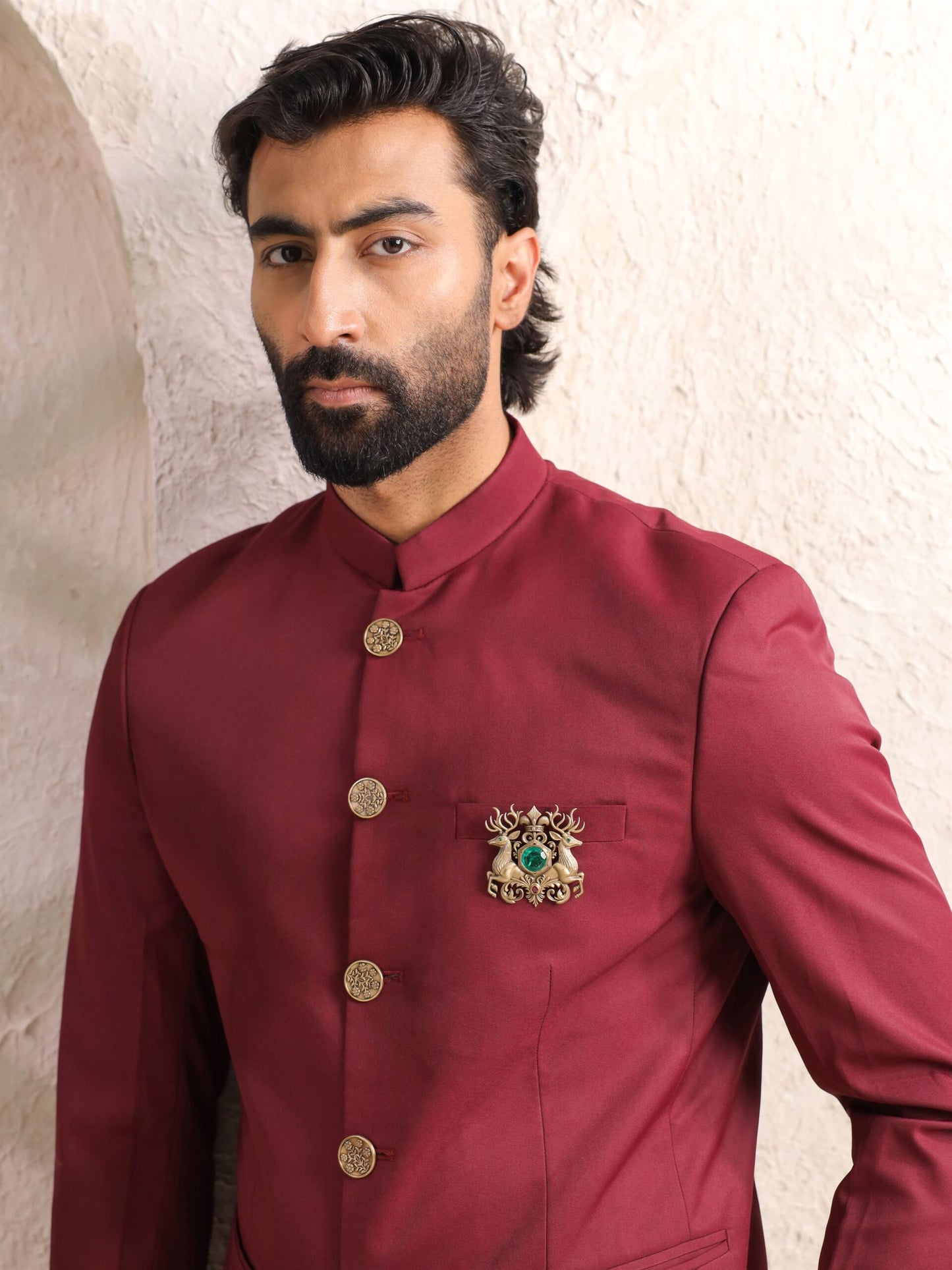 Regal Stag Emerald Brooch