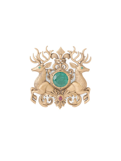 Regal Stag Emerald Brooch