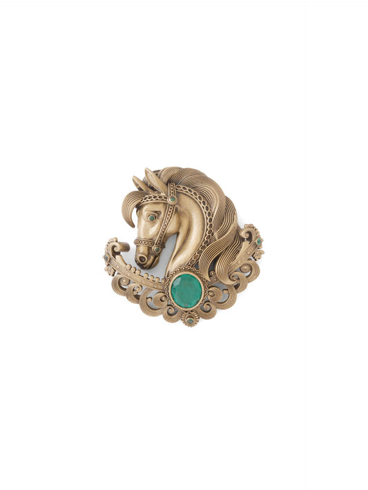 Imperial Horse Emerald Brooch