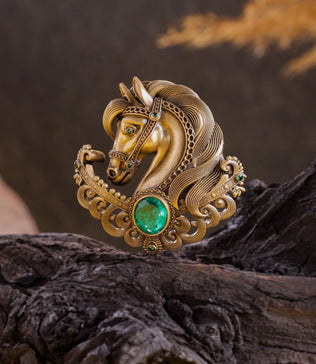 Imperial Horse Emerald Brooch