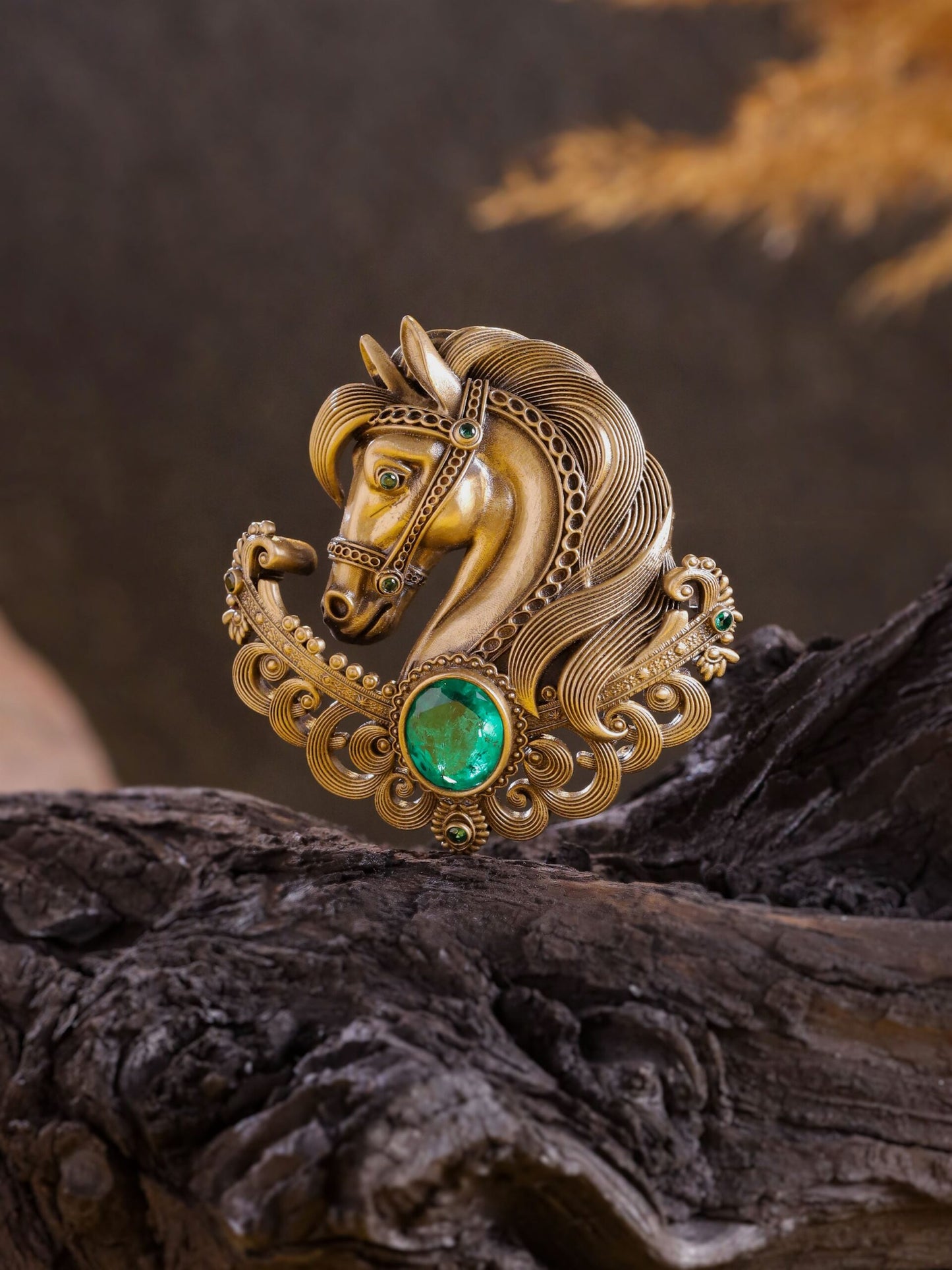 Imperial Horse Emerald Brooch