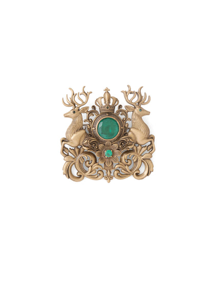 Twin Stag Crest Brooch