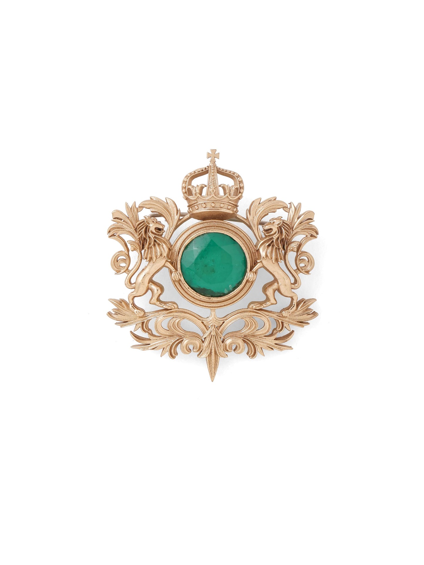 Twin Lion Tusk Brooch