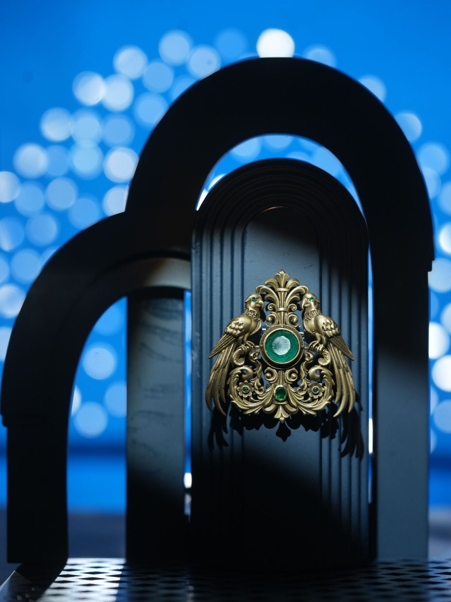 Emerald Stallion Crest Brooch
