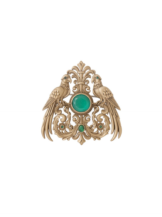 Emerald Stallion Crest Brooch