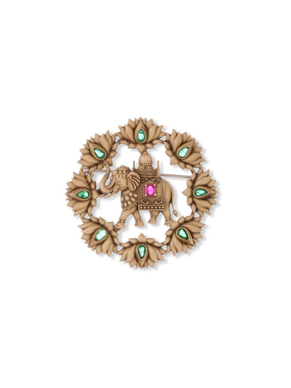 Lotus Procession Elephant Brooch