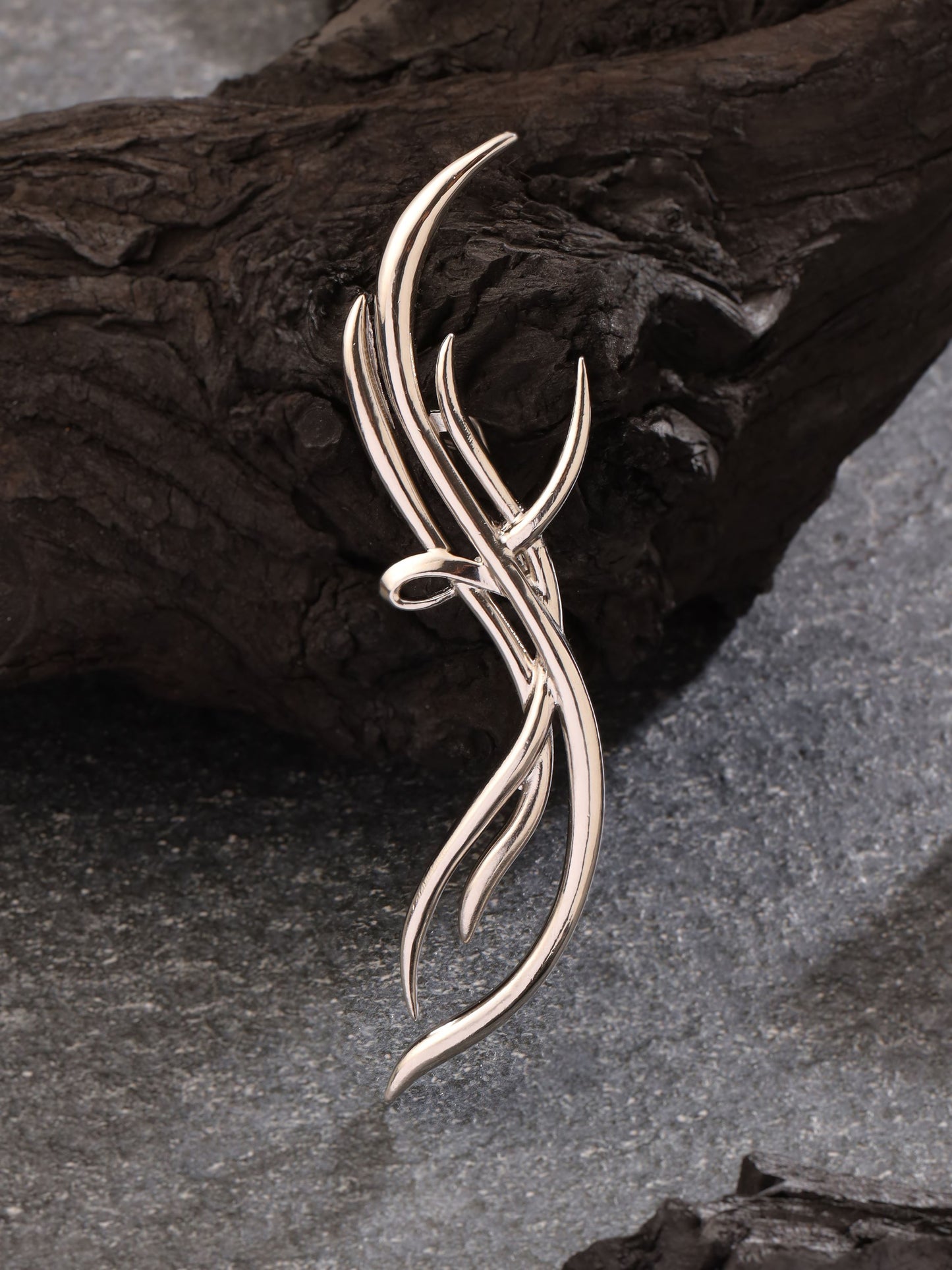 Silver Flame Brooch
