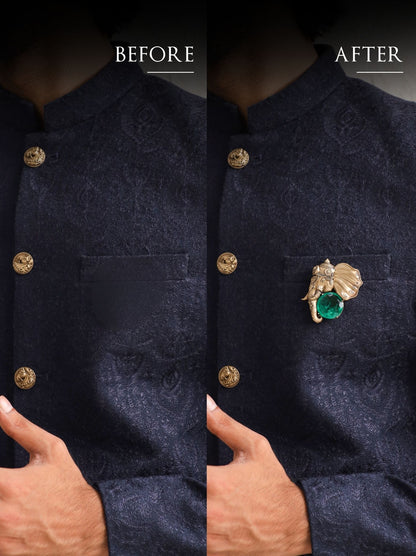 Emerald Gajraj Brooch