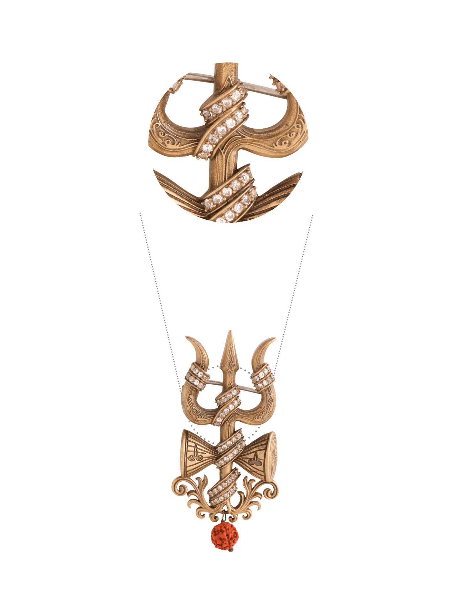 Crystal Damru Crest Brooch