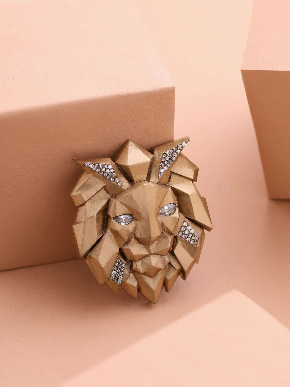 Faceted Lion Brooch