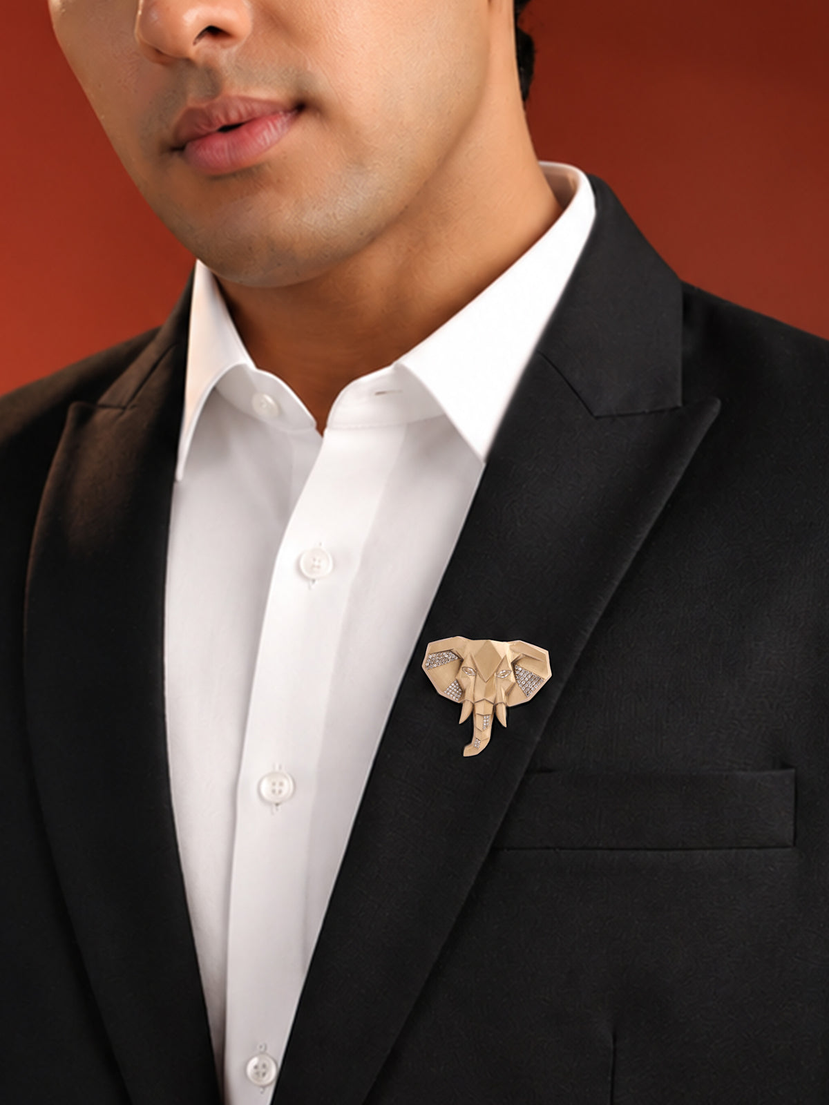 Golden Tusker Brooch
