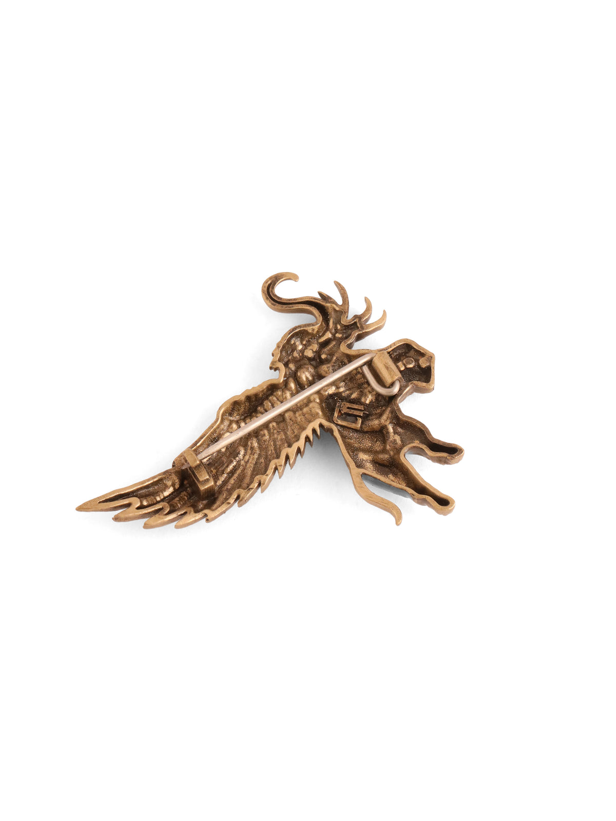The Divine Airavat Brooch - antique gold brooch for men with the divine airavat motif, back view