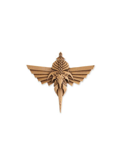 The Divine Wings Brooch - antique gold brooch for men with the divine wings motif, close-up view