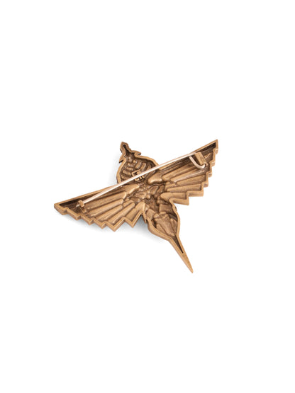 The Divine Wings Brooch - antique gold brooch for men with the divine wings motif, flat lay view