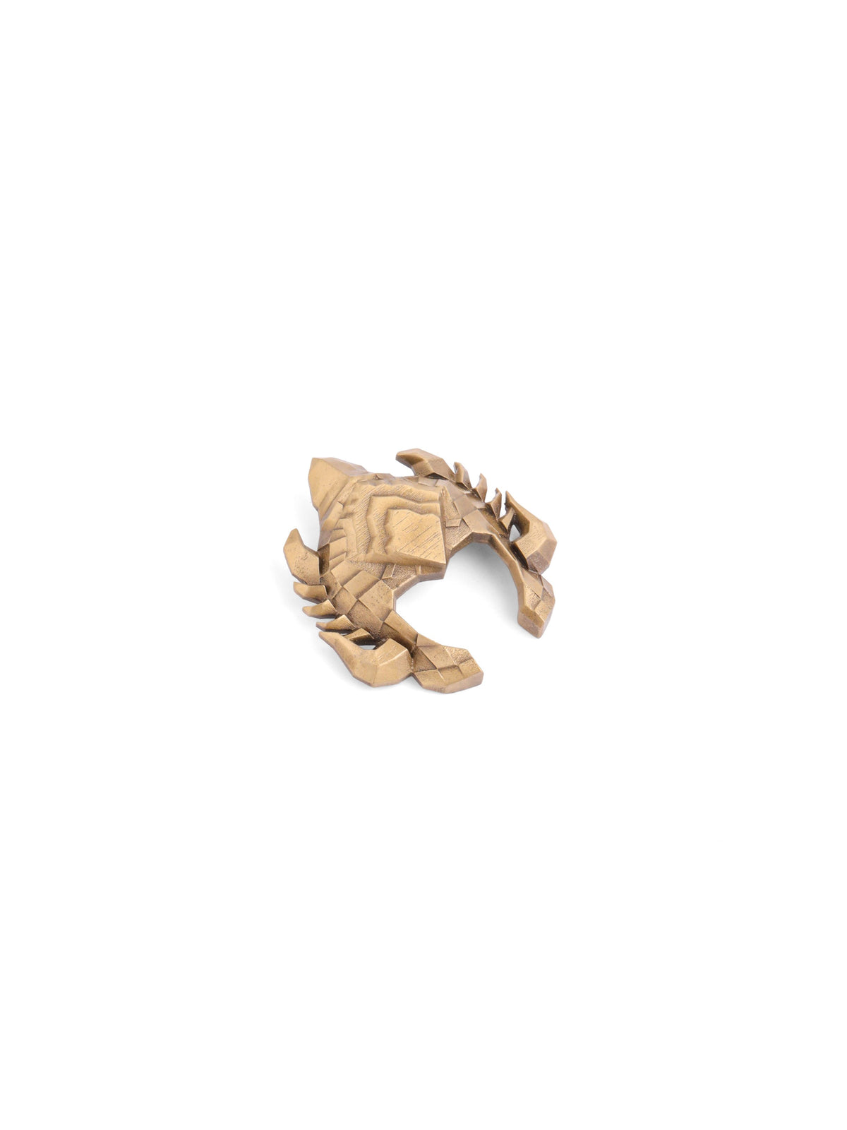The Warrior's Kavach brooch - antique gold brooch for men with warrior s kavach motif, top view
